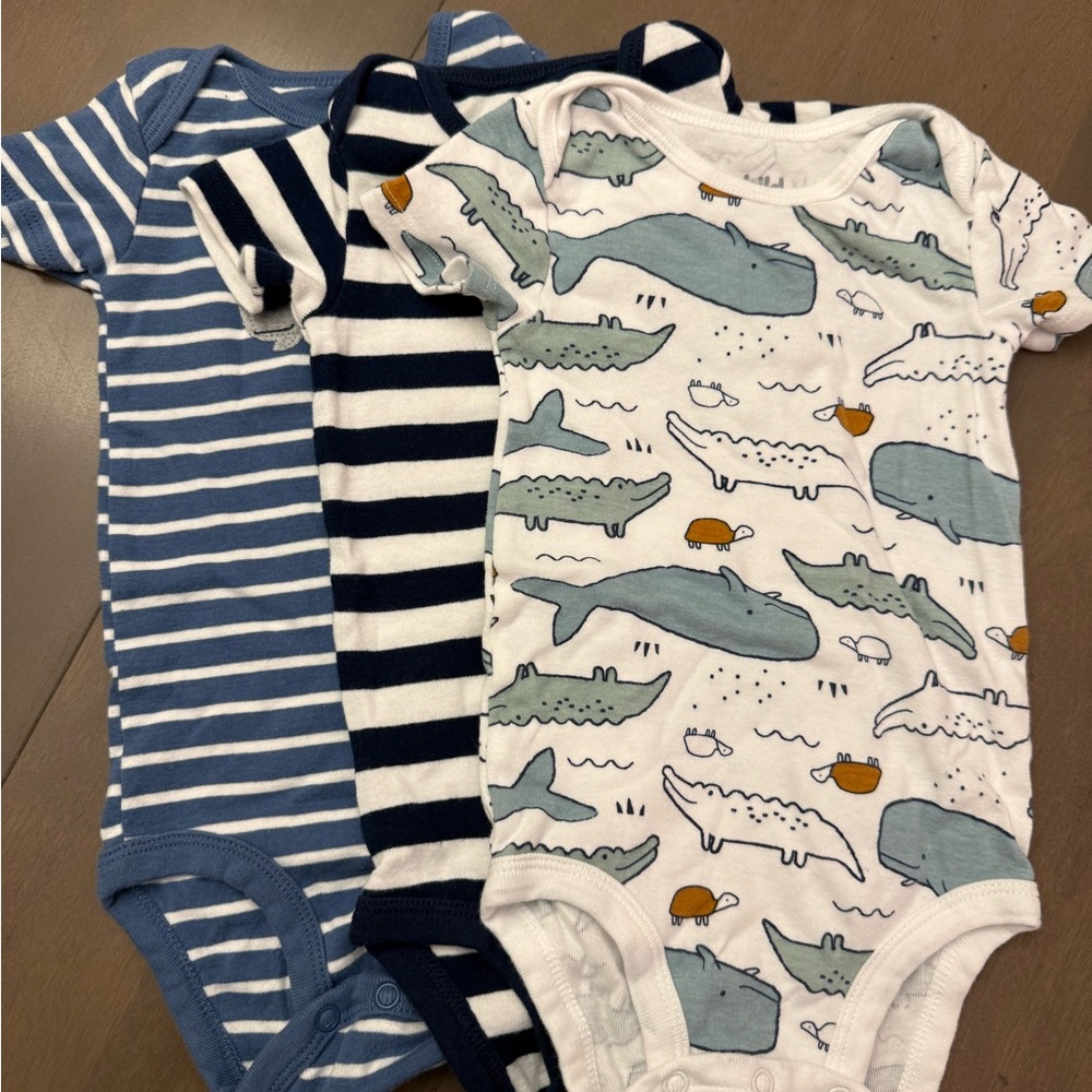 Carter's Blue and White Whale Bodysuit Trio
